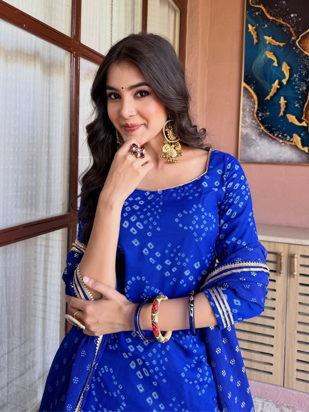 Rajvanshi Neel Bandhani Georgette Sharara Set
