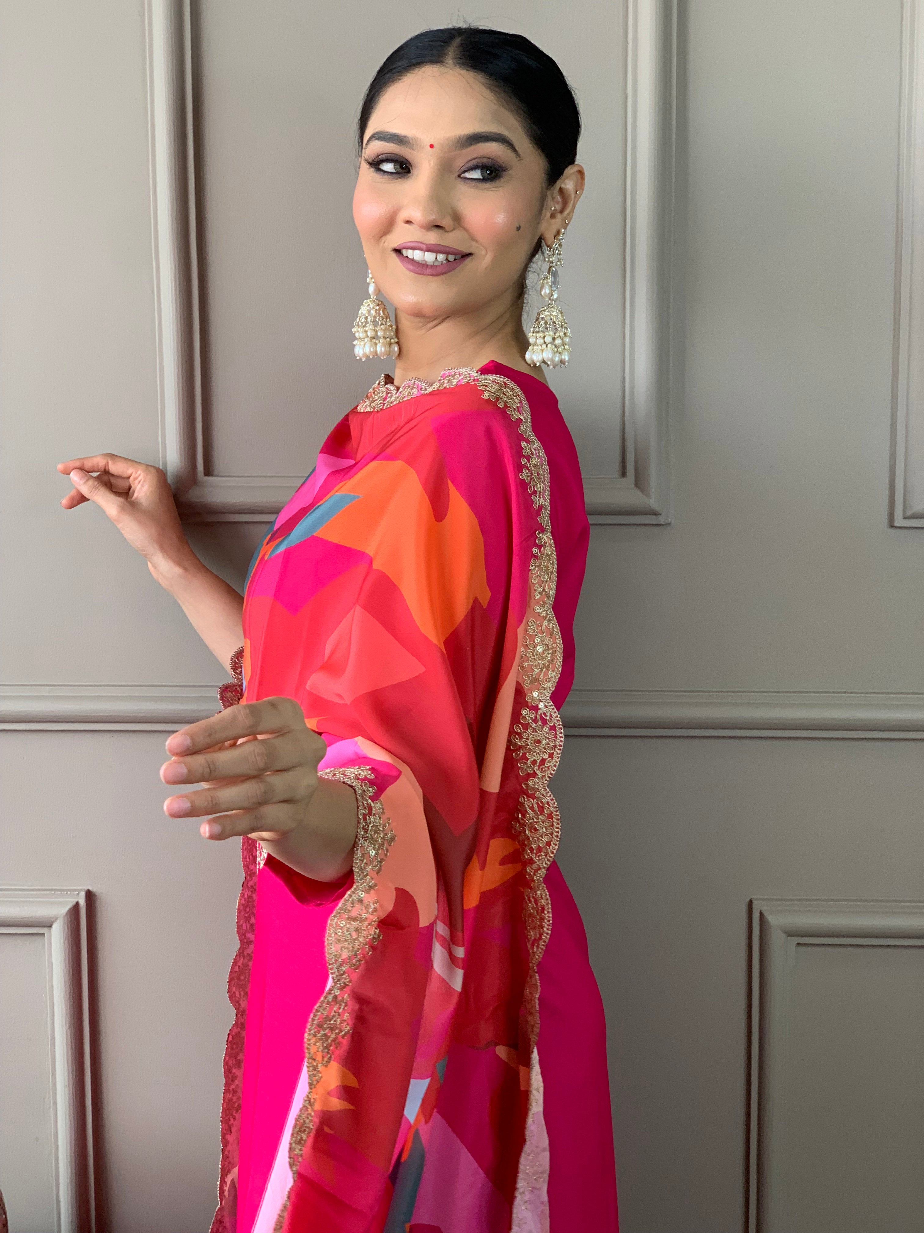 Flamboyant Red Beautiful Viscose Silk Suit Set With Heavy Dupatta