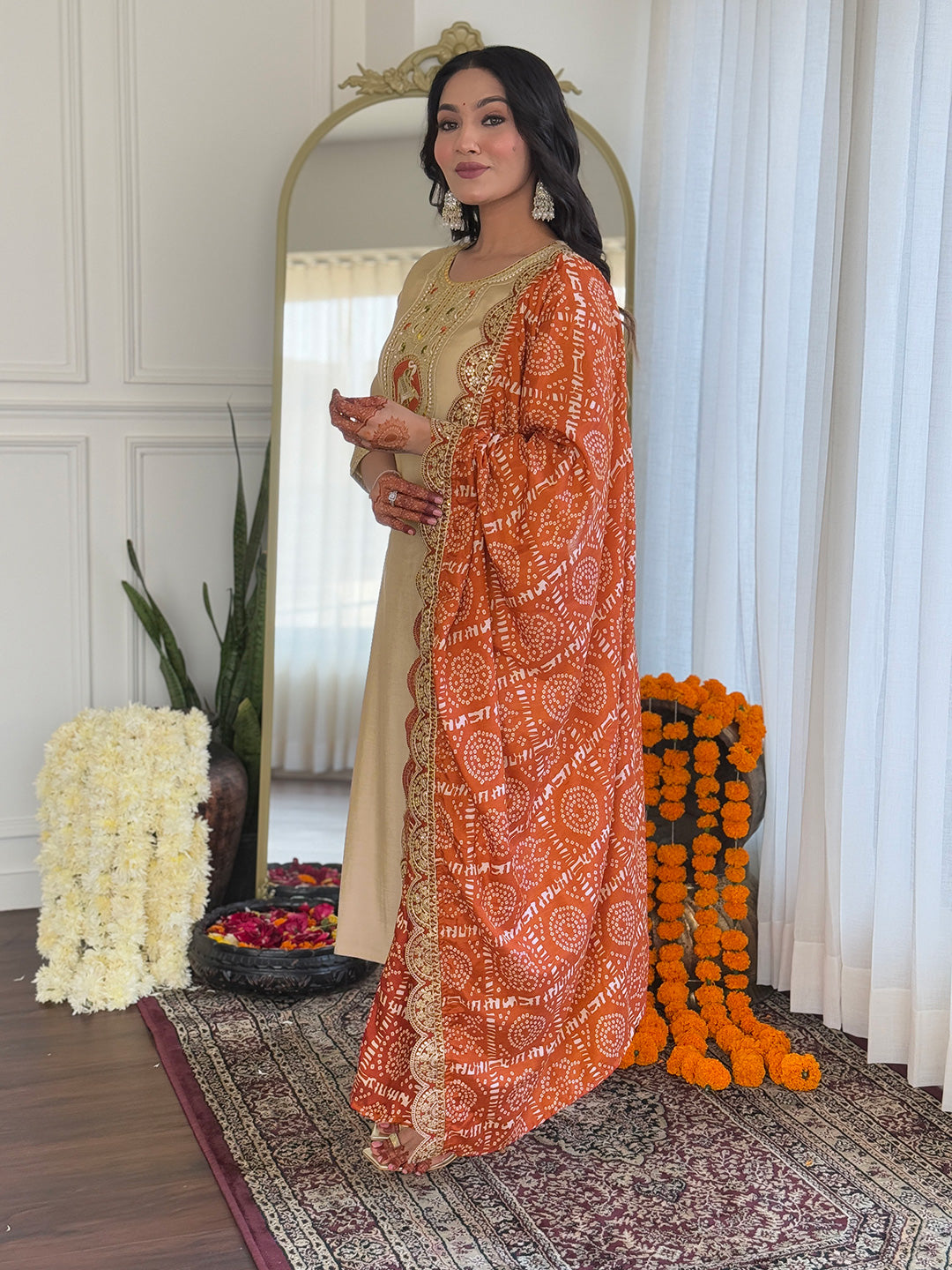 Charming Pure VIscose Embroidery Suit Set