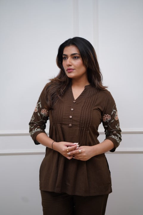Floral Embroidered Cotton Co-ord Set
