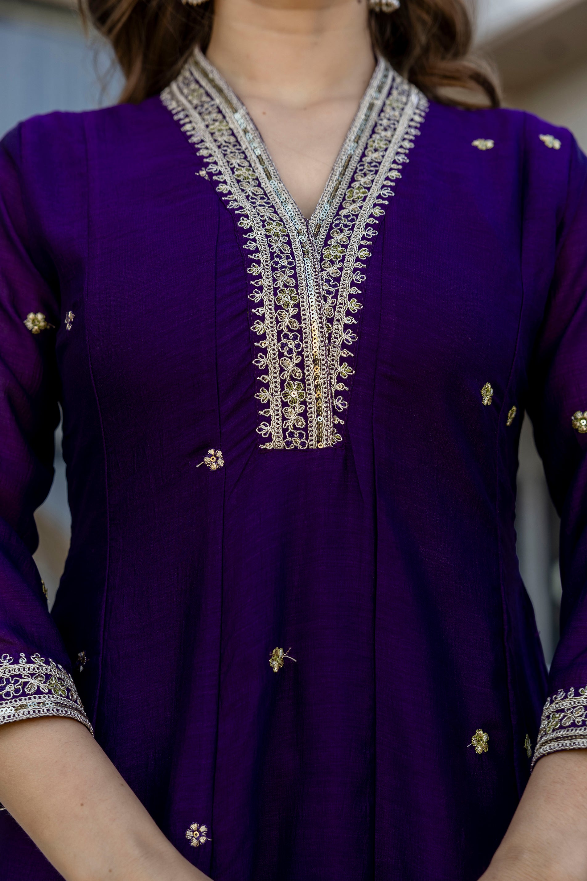 Ruhani Vichitra Silk Embroidered Suit Set