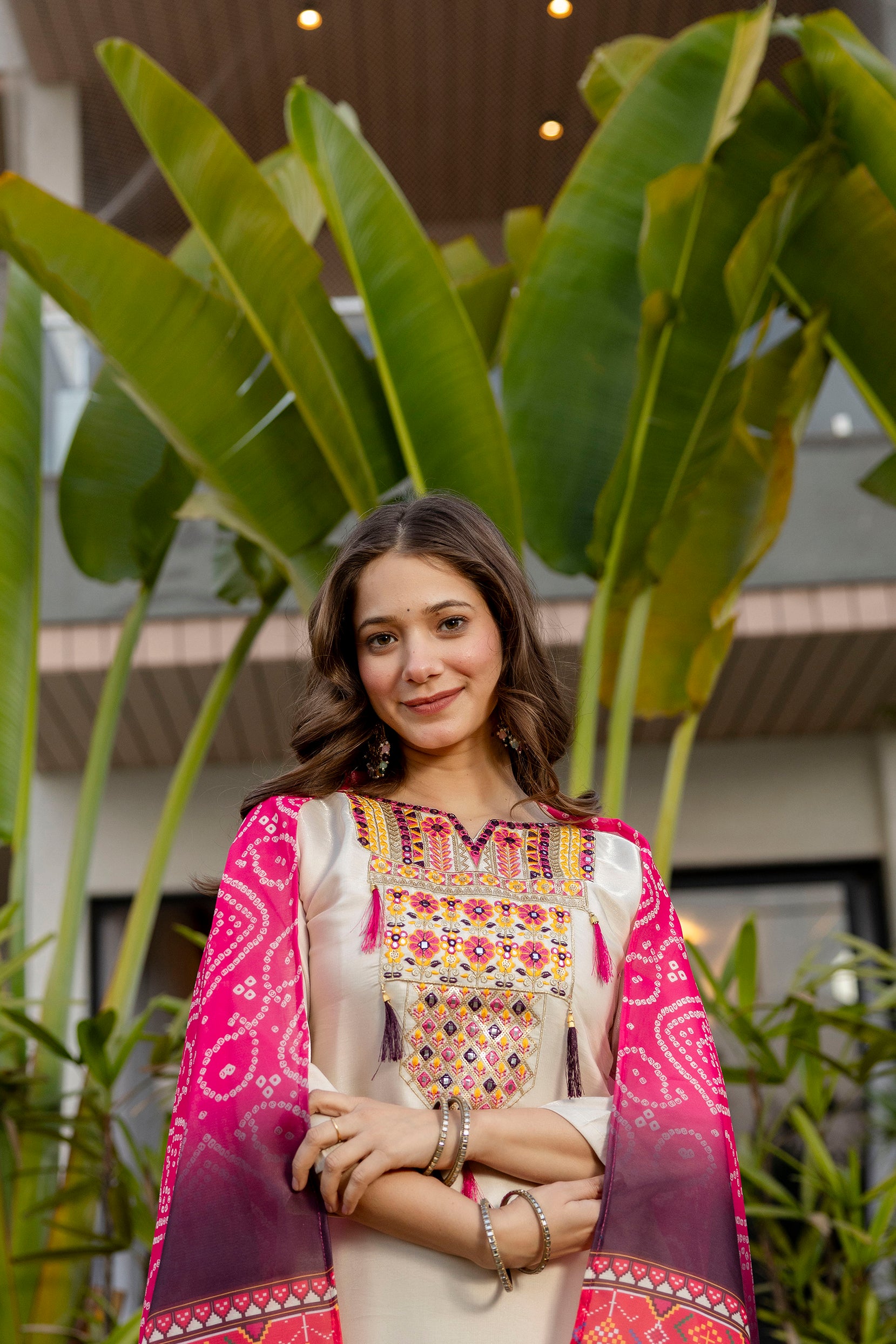 Bandhej Tales Embroidered Suit Set