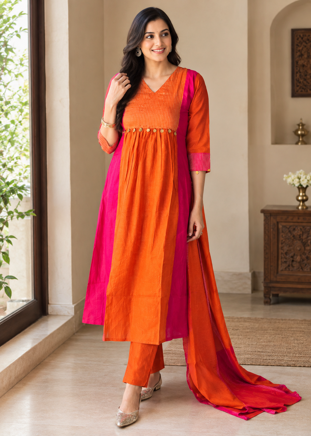 Trisha Designer Rust Anarkali Suit Set with Dupatta