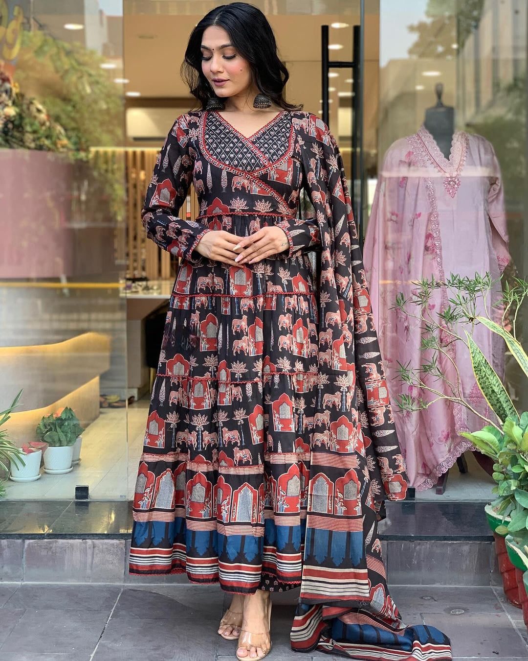 Opulent Black Premium Pure Cotton Block Print Suit Set