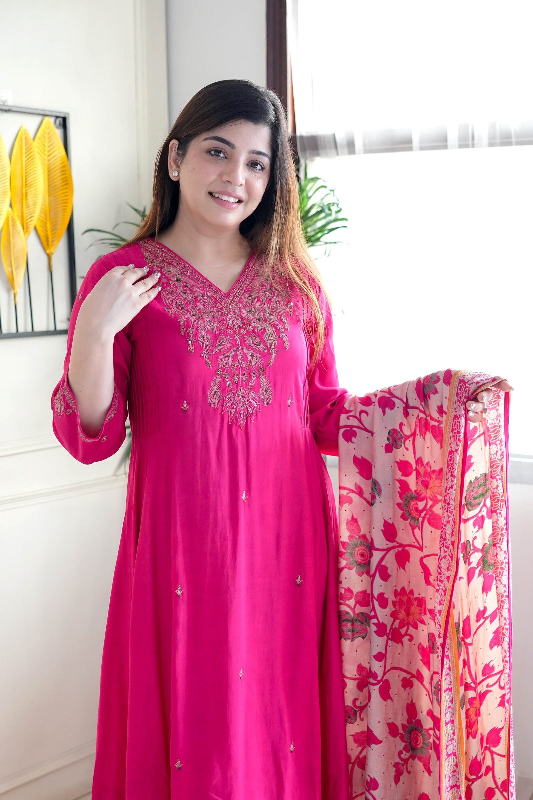 Exceptional Chanderi Suit Set With Cotton Dupatta
