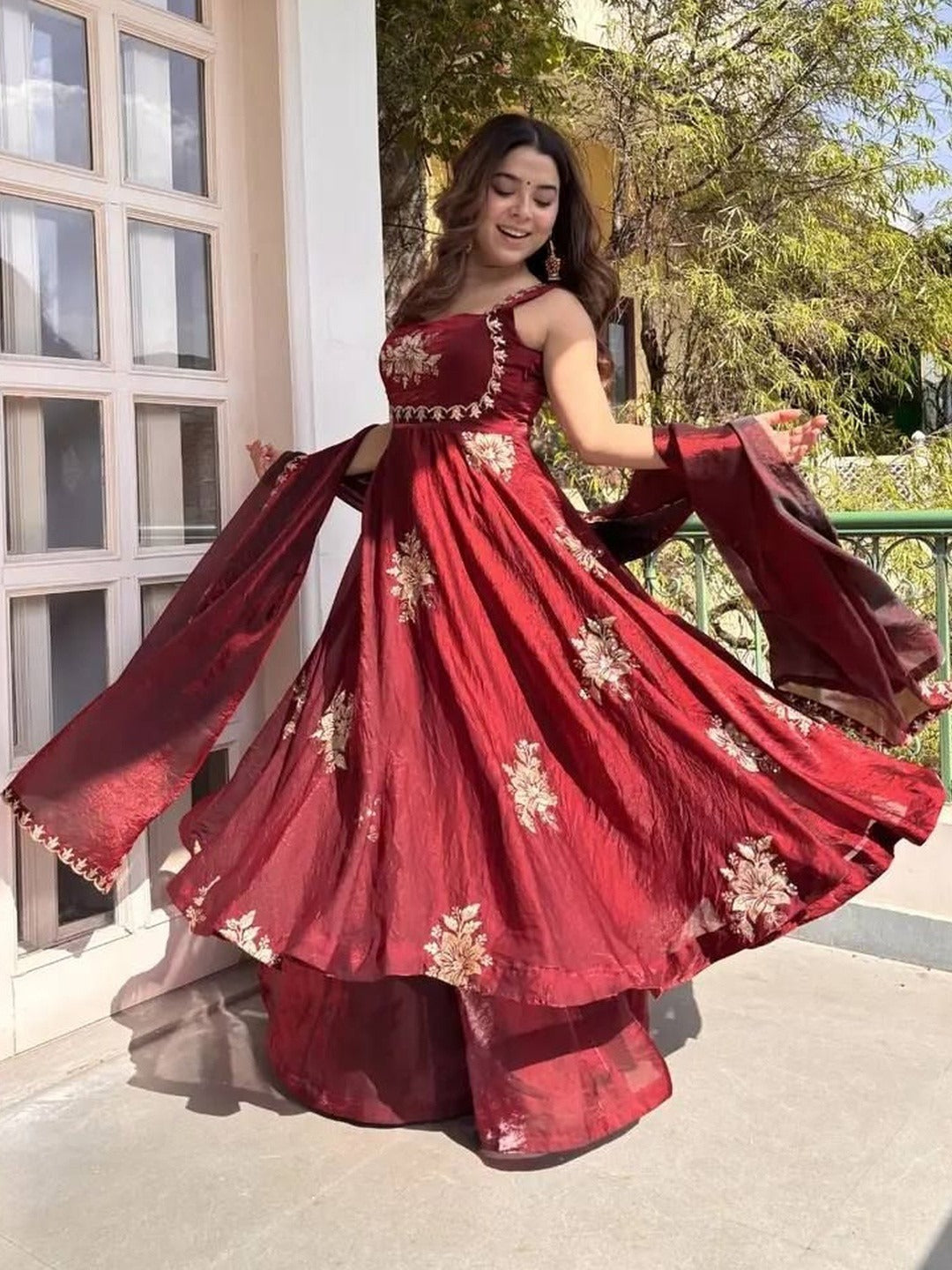 Ishani Cherry Heritage Occasion Embroidered Anarkali Suit Set