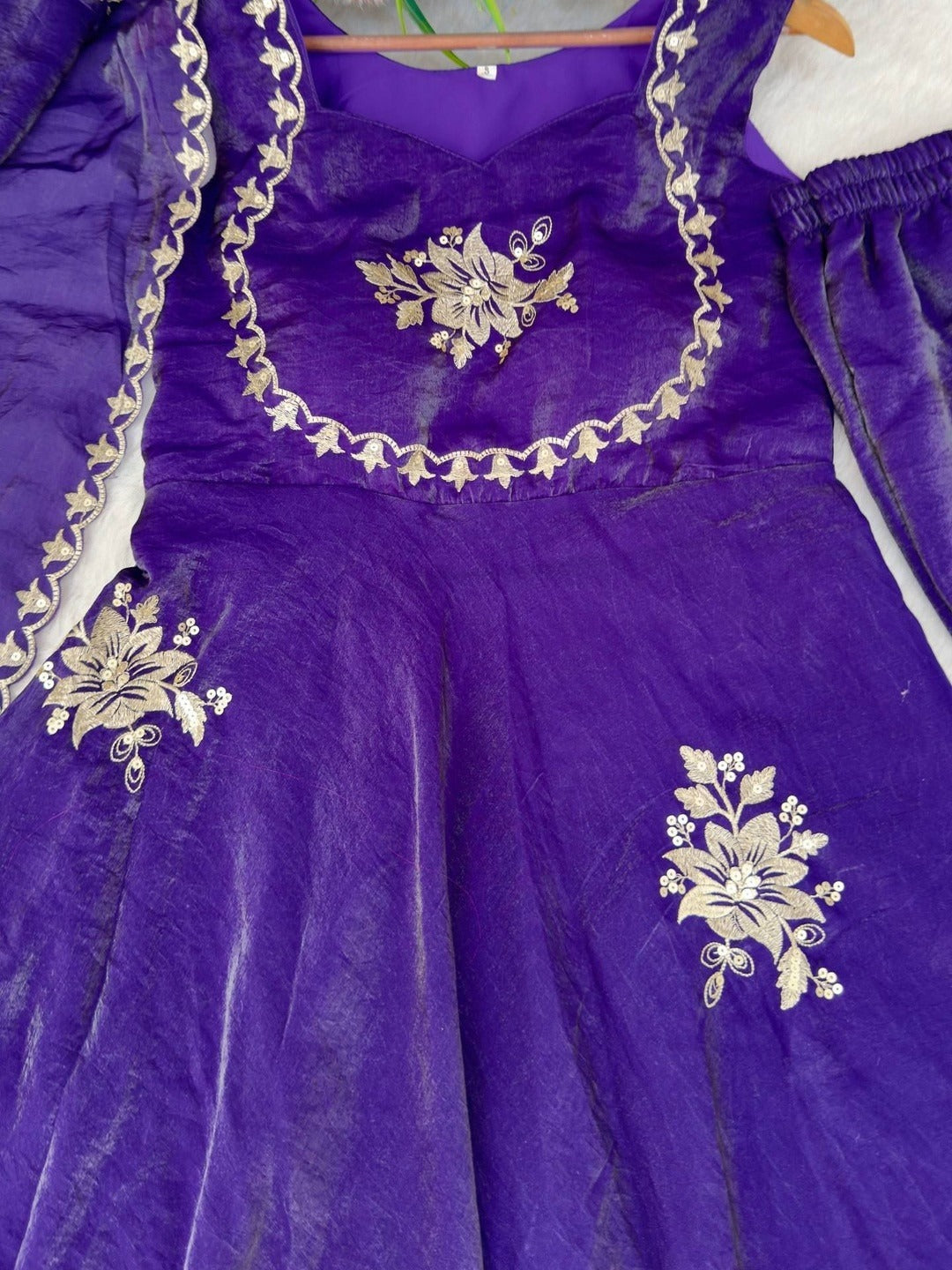 Ishani Purple Heritage Occasion Embroidered Anarkali Suit Set