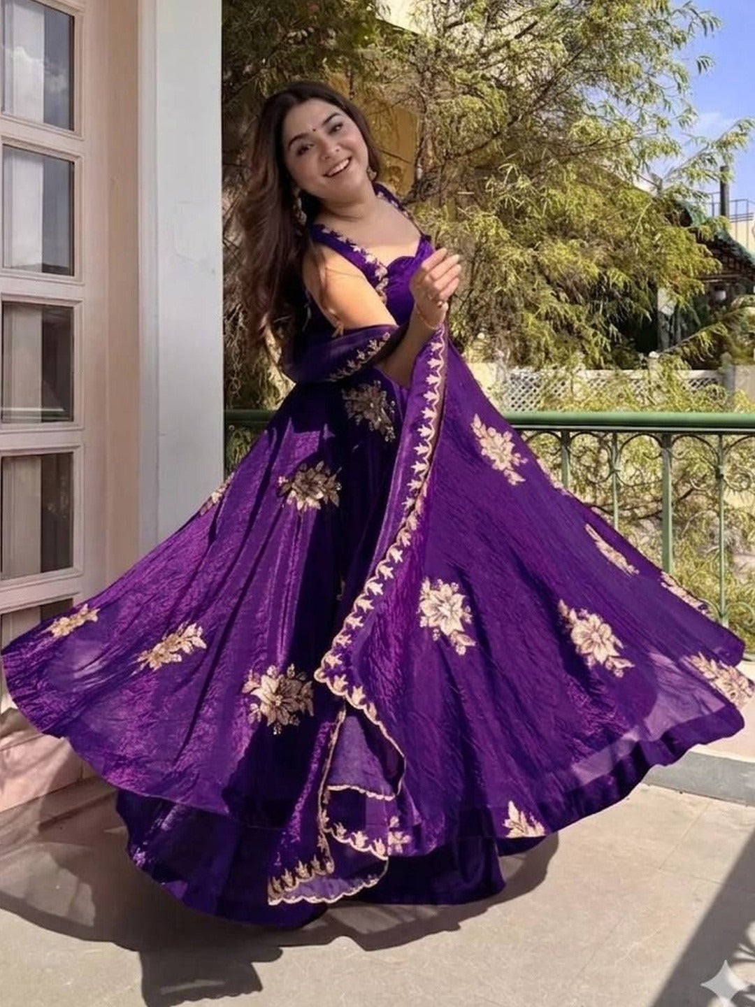 Ishani Purple Heritage Occasion Embroidered Anarkali Suit Set