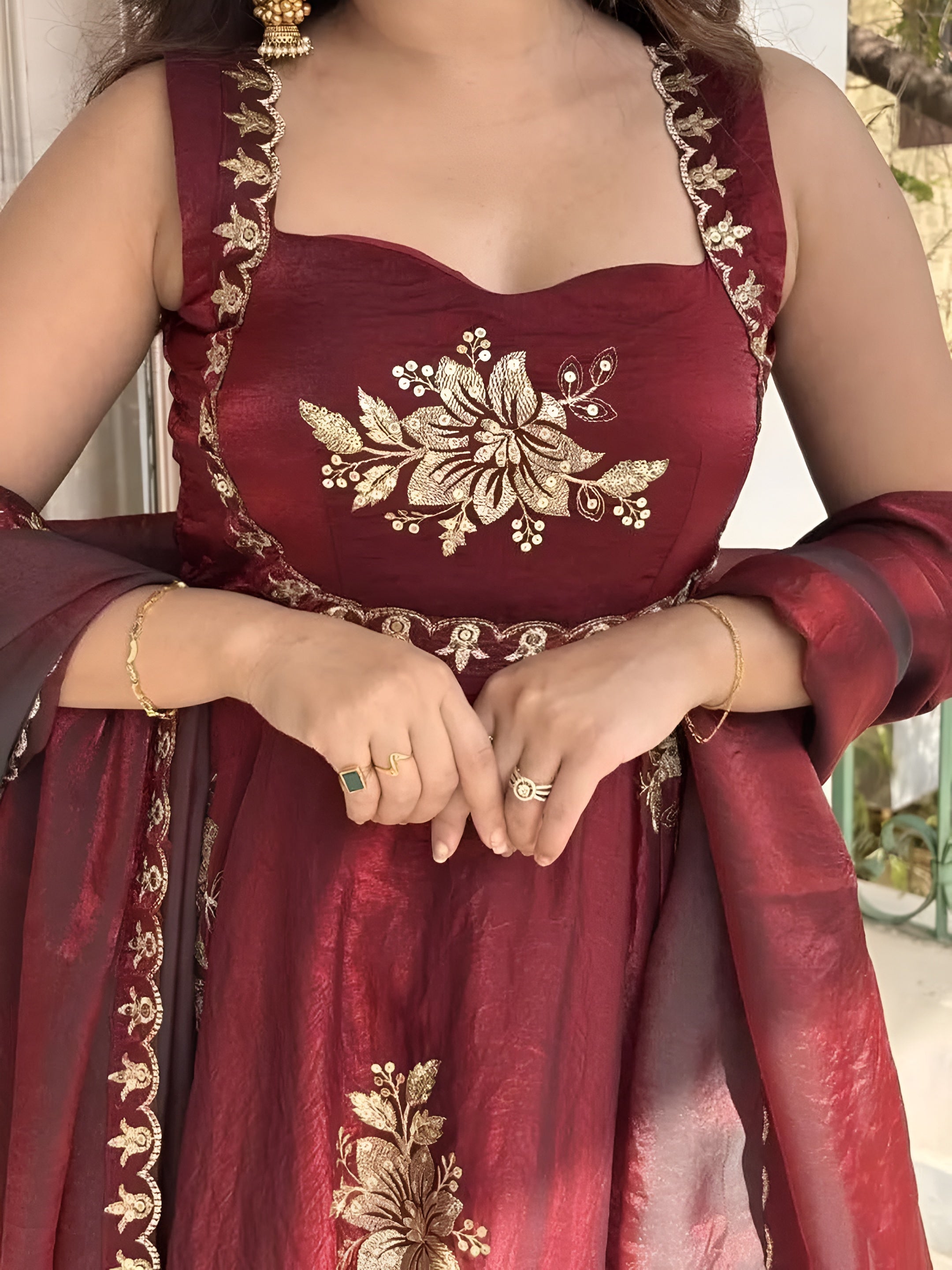 Ishani Cherry Heritage Occasion Embroidered Anarkali Suit Set