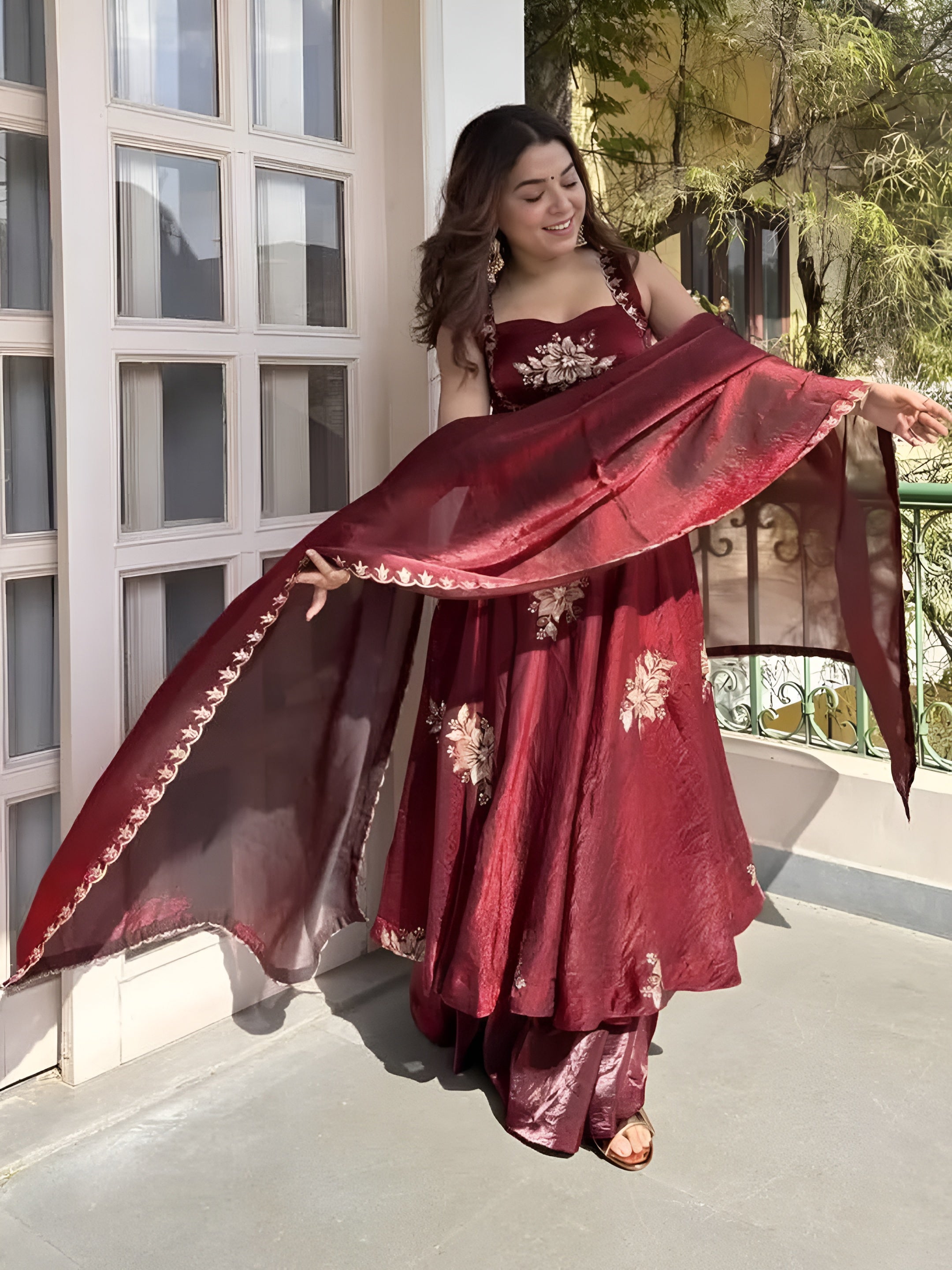 Ishani Cherry Heritage Occasion Embroidered Anarkali Suit Set