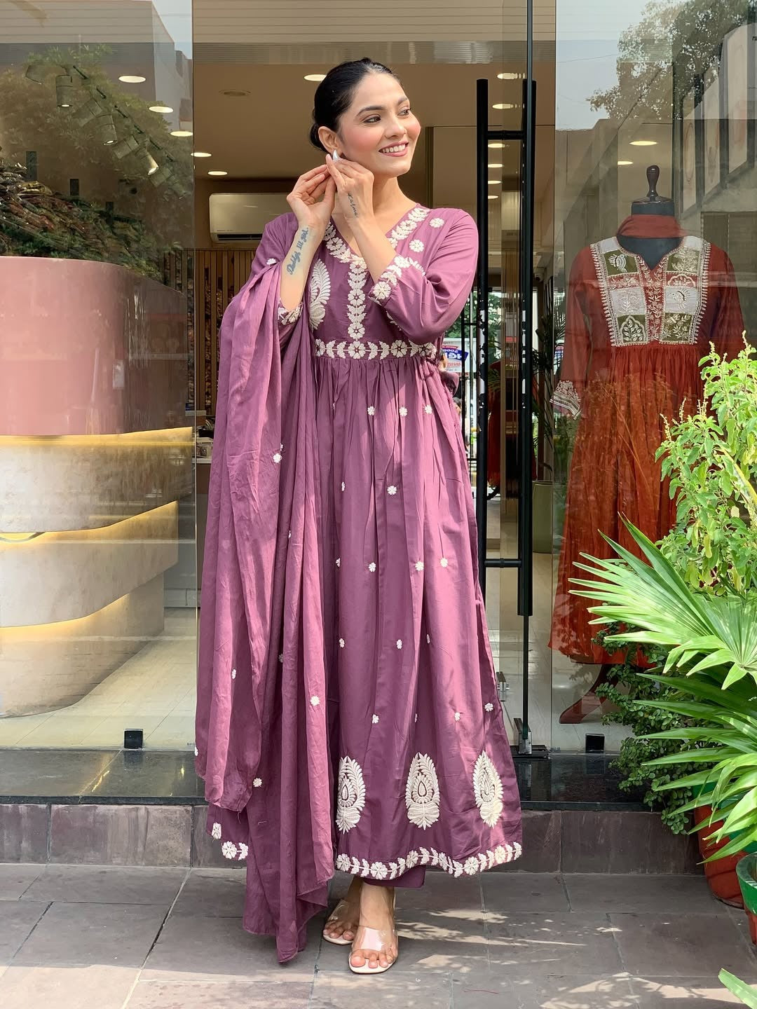 Elegant Chanderi Silk Embroidery Suit Set