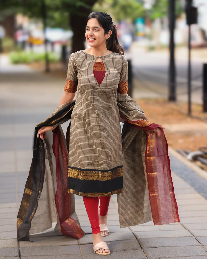 Most Attractive South Cotton Jequard Suit Set