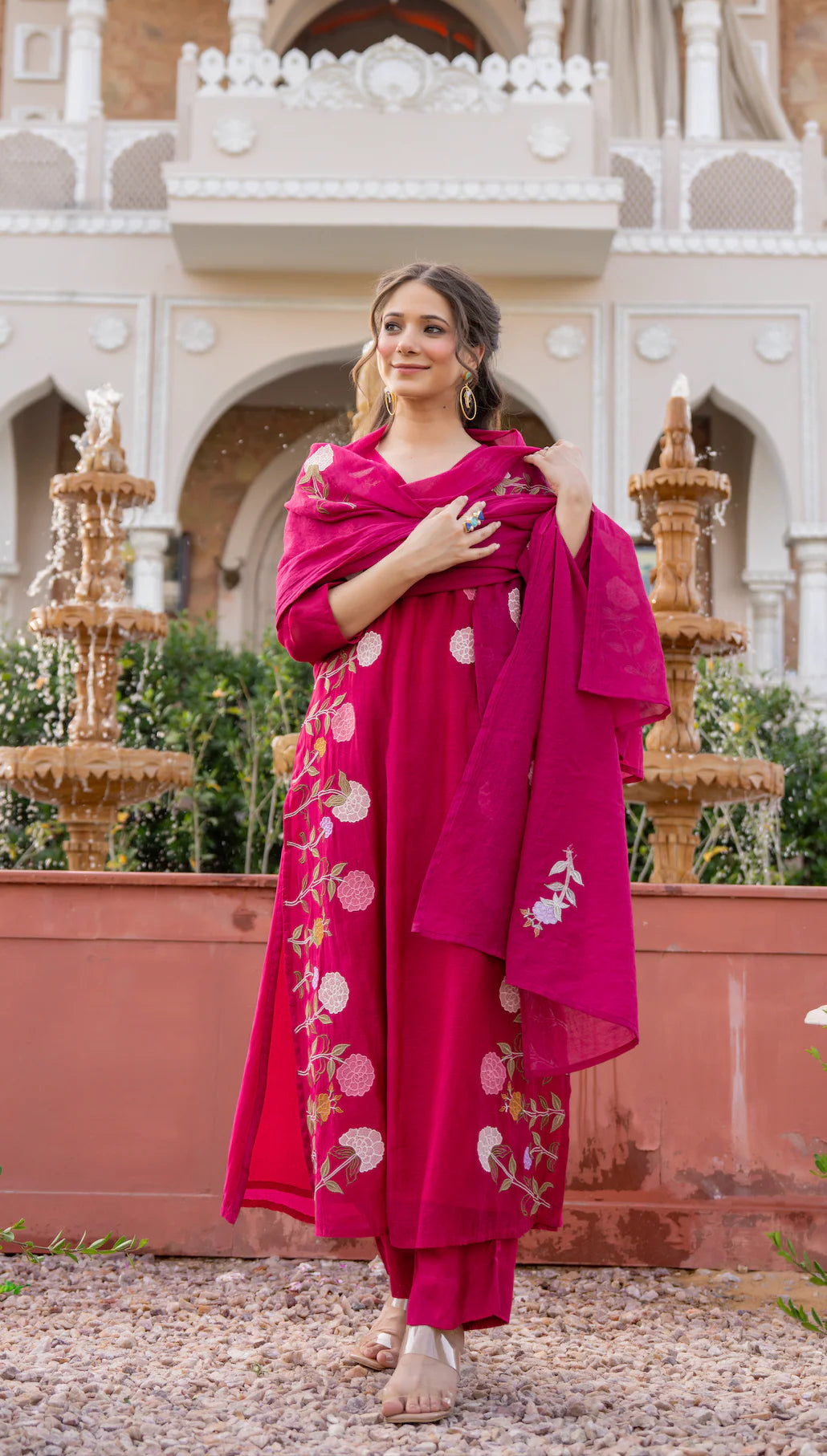 Charulata Plum Embroidered Suit Set