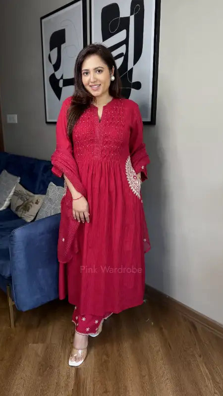 Very Graceful Pure Mul Cotton Embroidery Suit Set