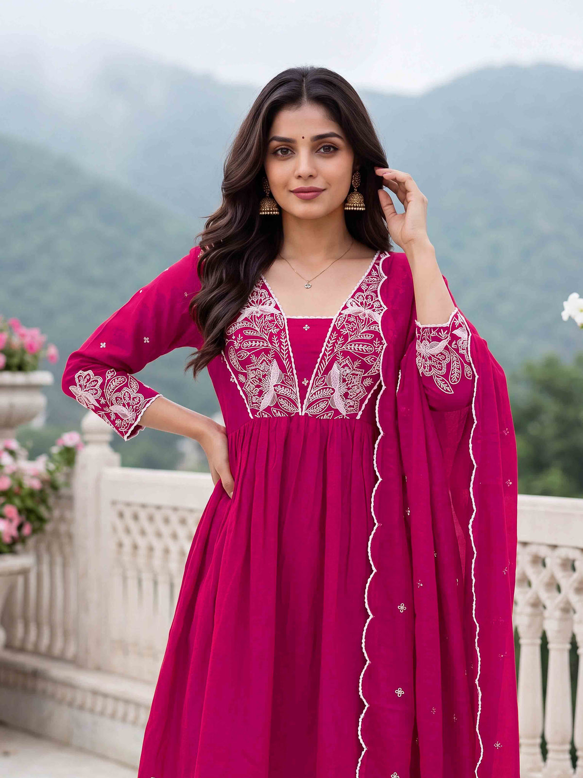 Vyanika Pink Royale Embroidered Suit Set