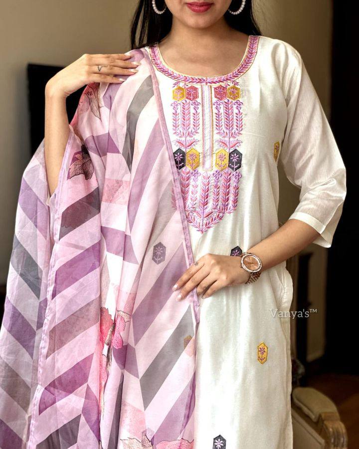 Most Beautiful Pure Viscose Chanderi Suit Set