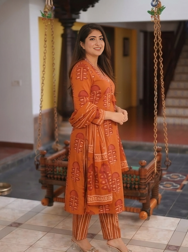 Vary Beautiful Pure Mul Cotton Jaipuri Block Print Suit Set