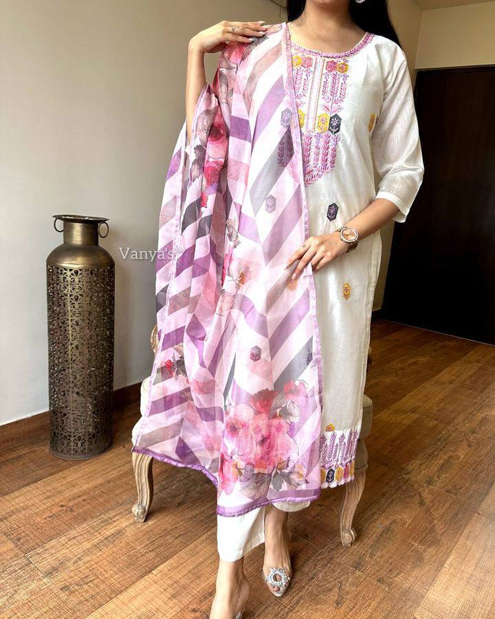 Most Beautiful Pure Viscose Chanderi Suit Set