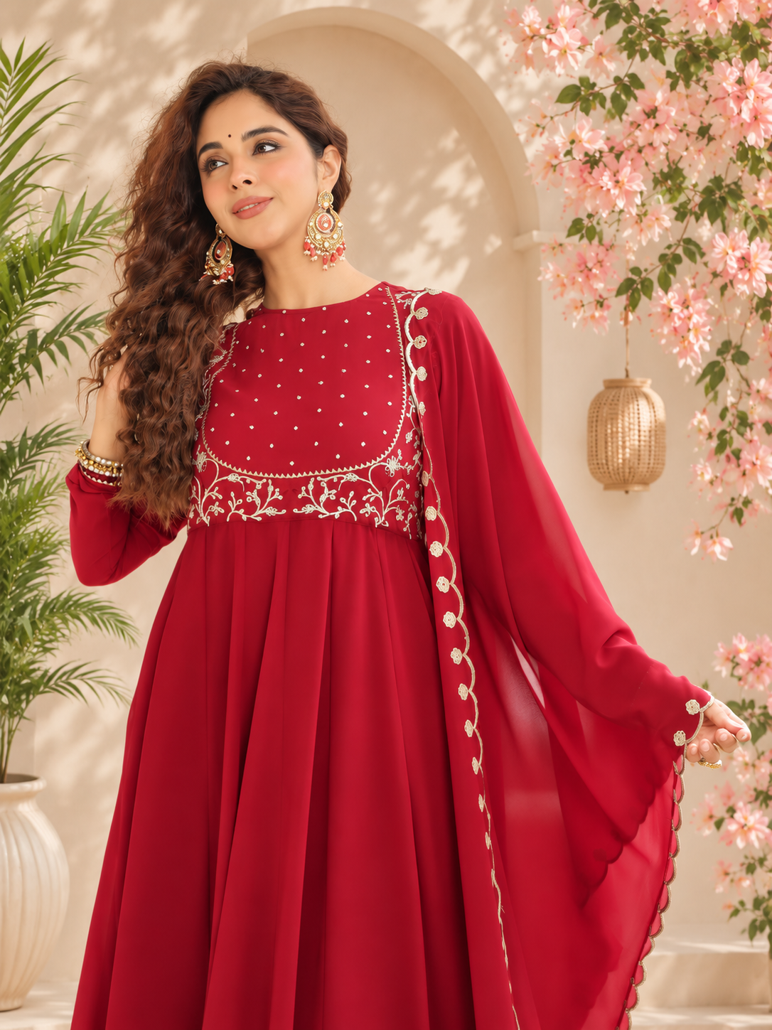Sharvani Rosewood Anarkali Suit Set