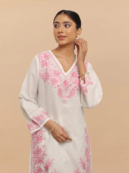 Most Sophisticated Pure Linen Embroidery Kurta Set