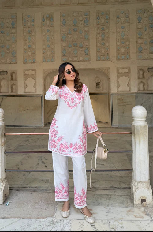 Most Sophisticated Pure Linen Embroidery Kurta Set