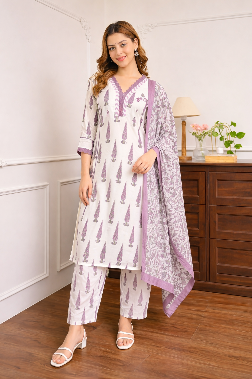 Very Beautiful Pure Cotton Floral Print Suit Set