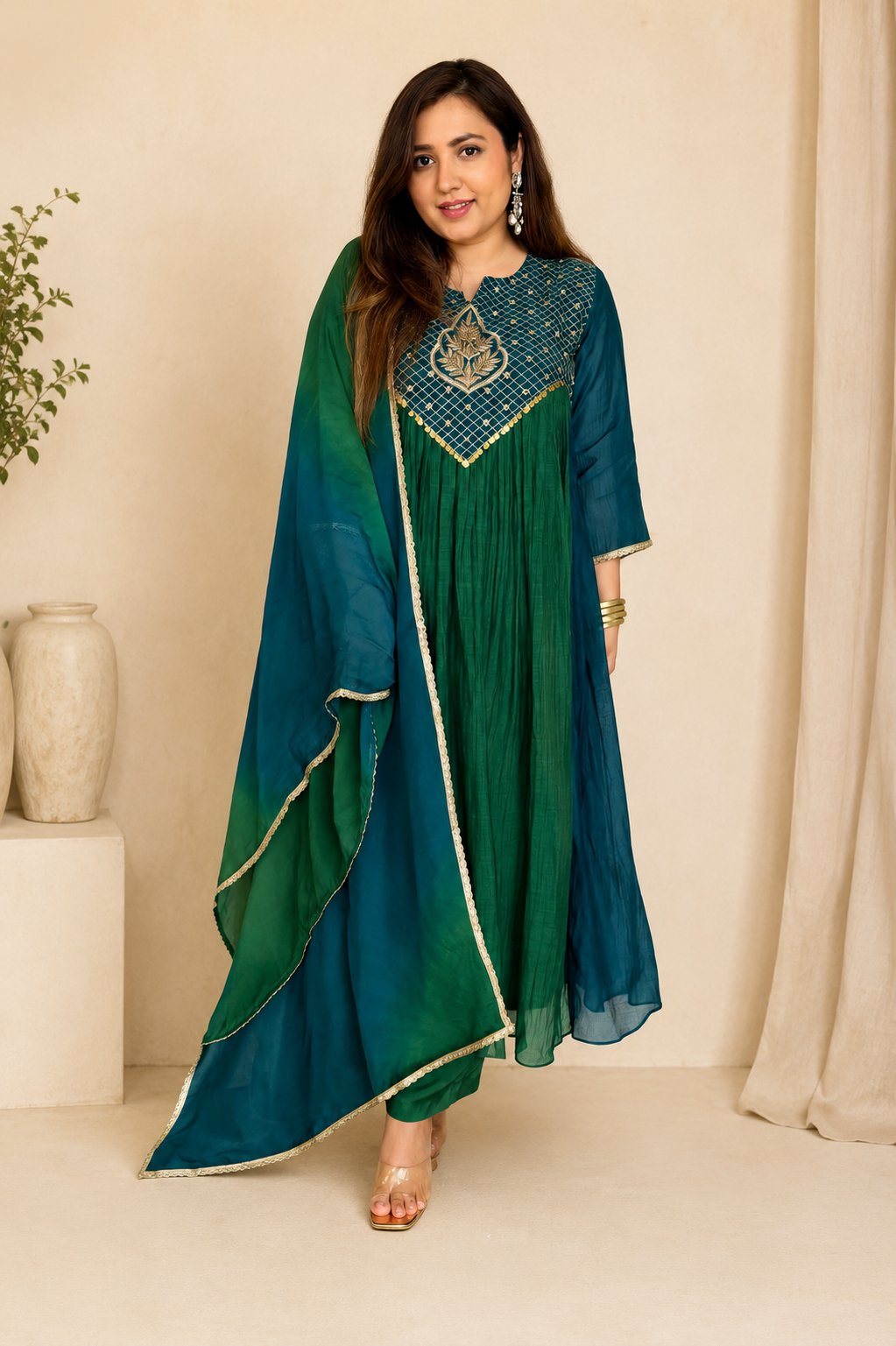 Nayantara Emerald Festive Embroidered Anarkali Set