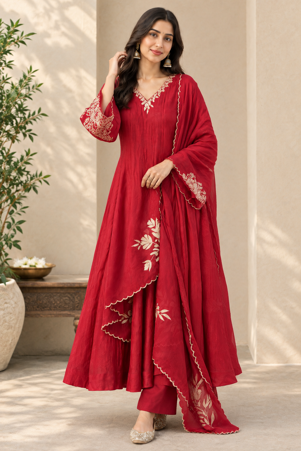 Rajeshwari Crimson Anarkali Suit Set