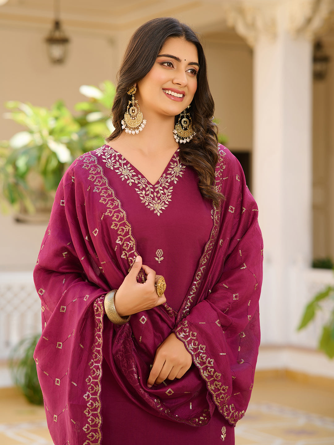 Majesty Purple Beautiful Chanderi Silk Kurta Set