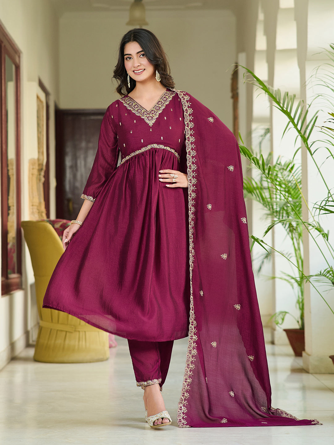 Stunning Vichitra Silk Heavy Suit Set