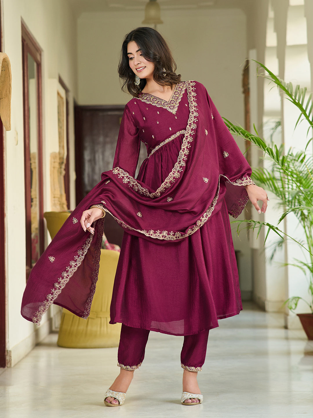 Stunning Vichitra Silk Heavy Suit Set