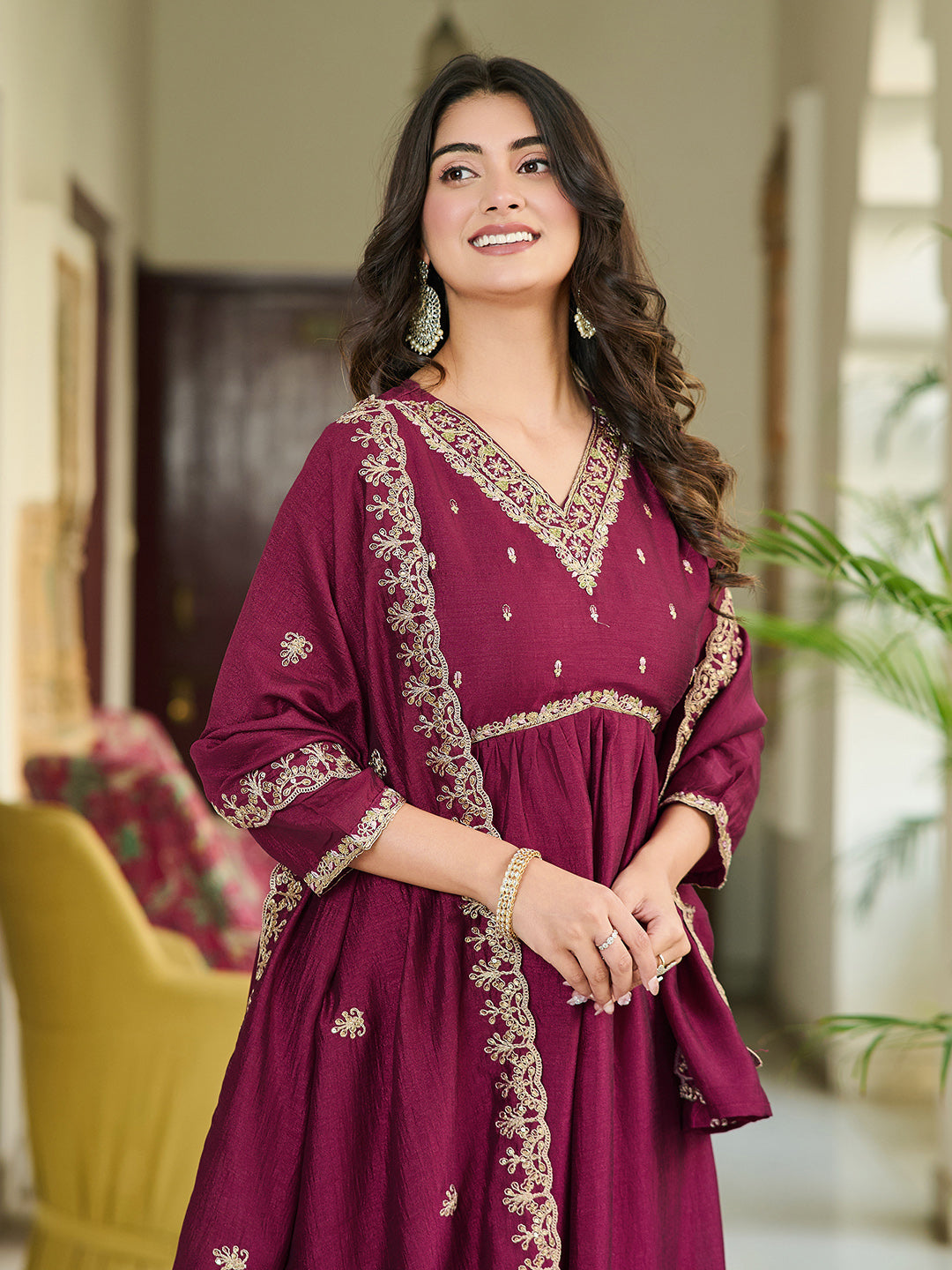 Stunning Vichitra Silk Heavy Suit Set