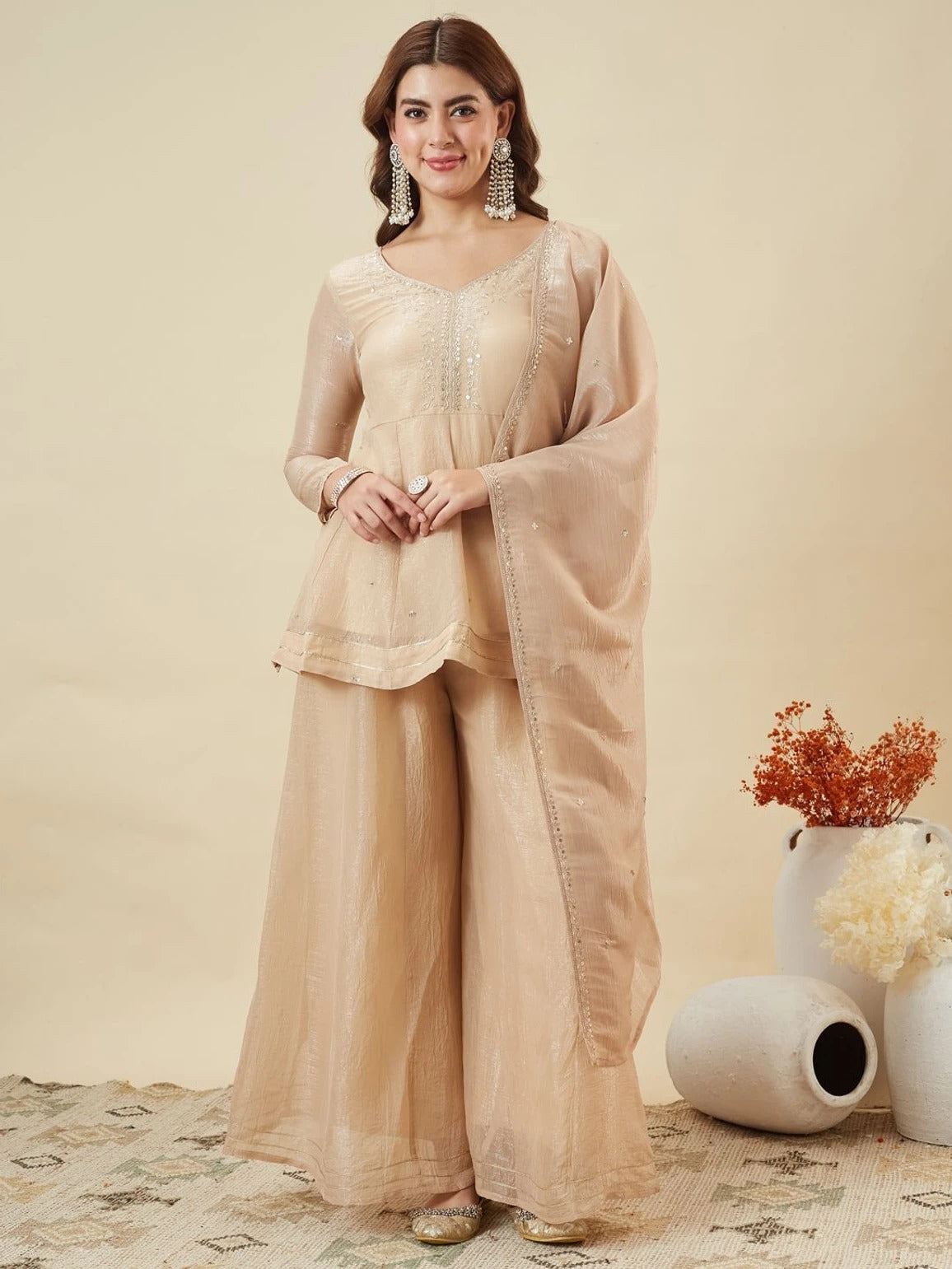 Charulata Festive Embroidred Sharara Set