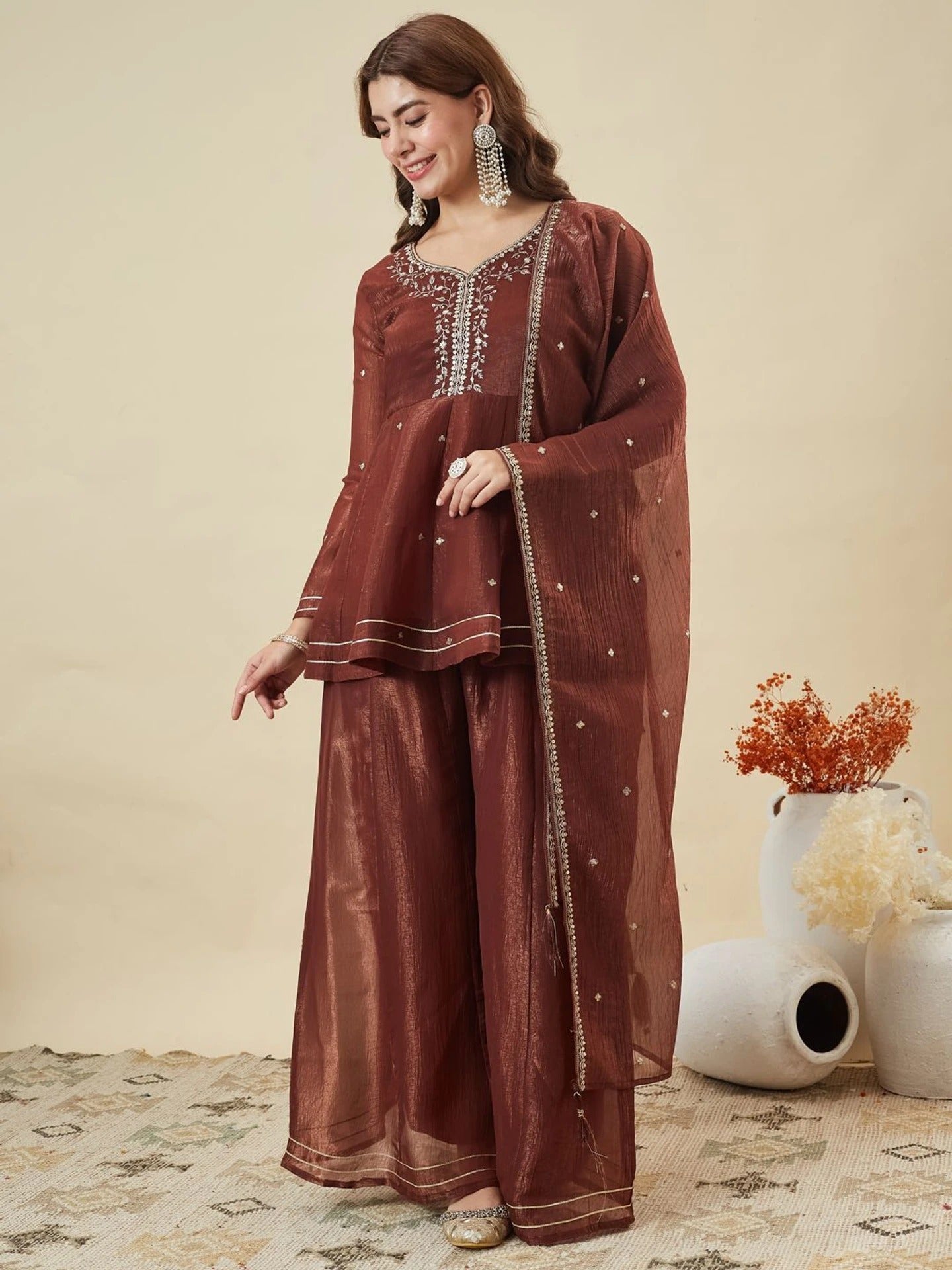 Charulata Festive Embroidred Sharara Set