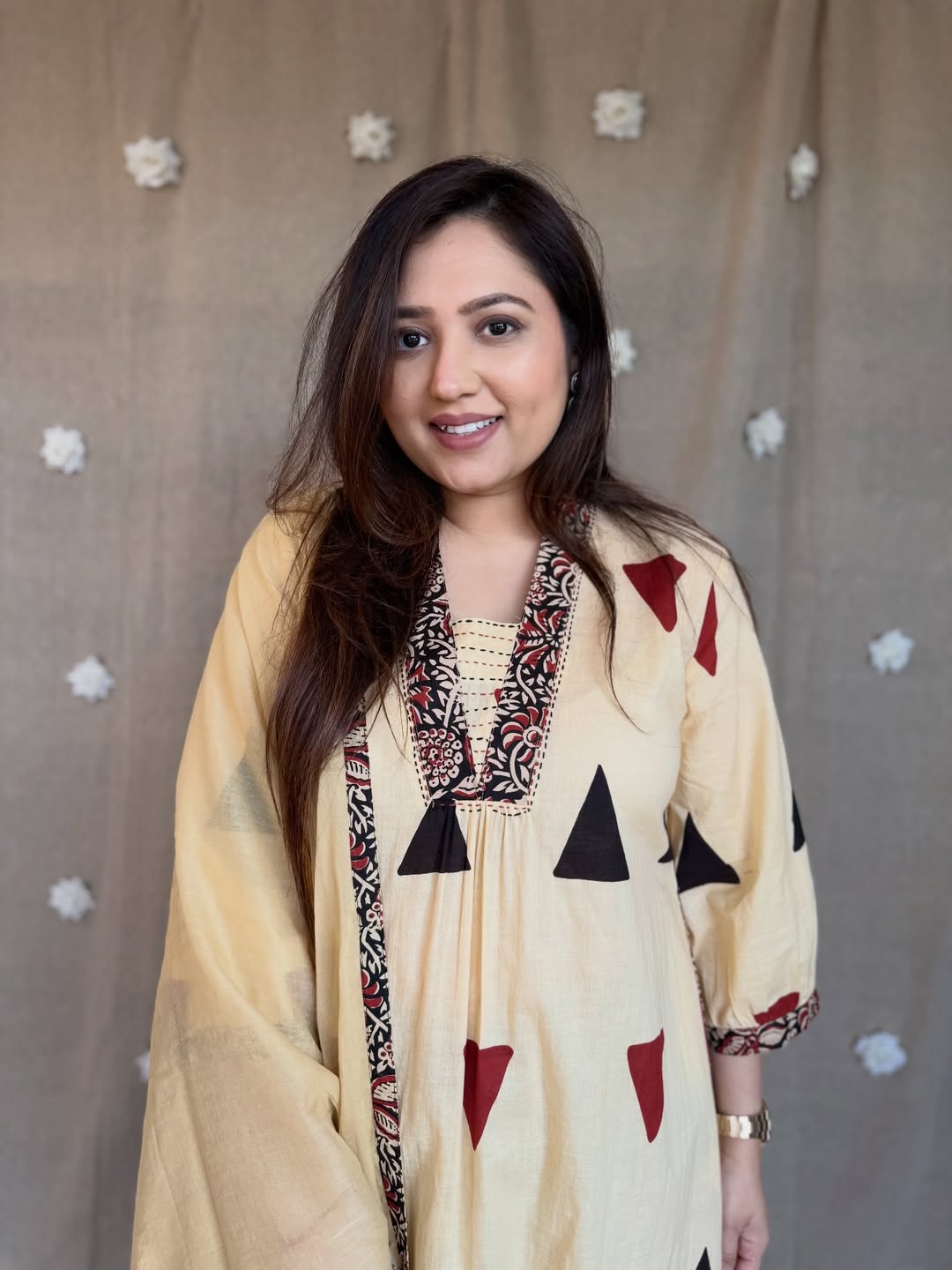 Pure Cotton Kalamkari A-line Plazo Dupatta Set