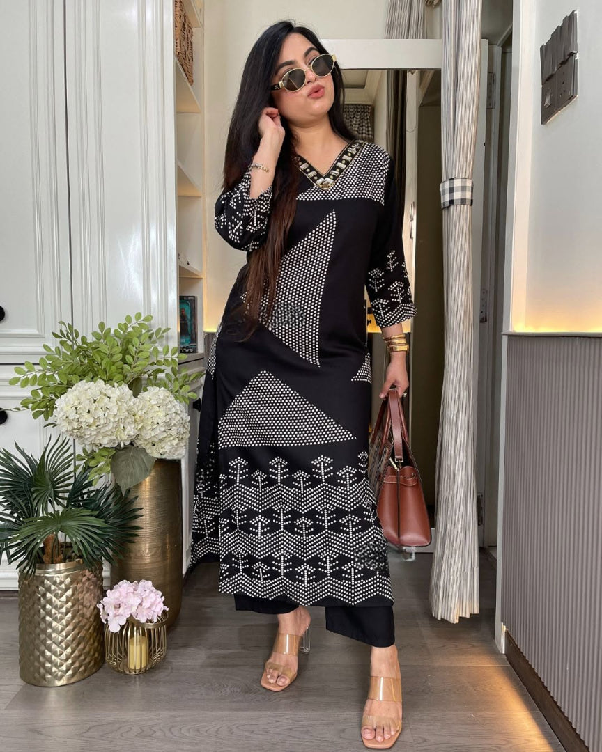 Beautiful Slub Cotton Mirror Work Cord Set