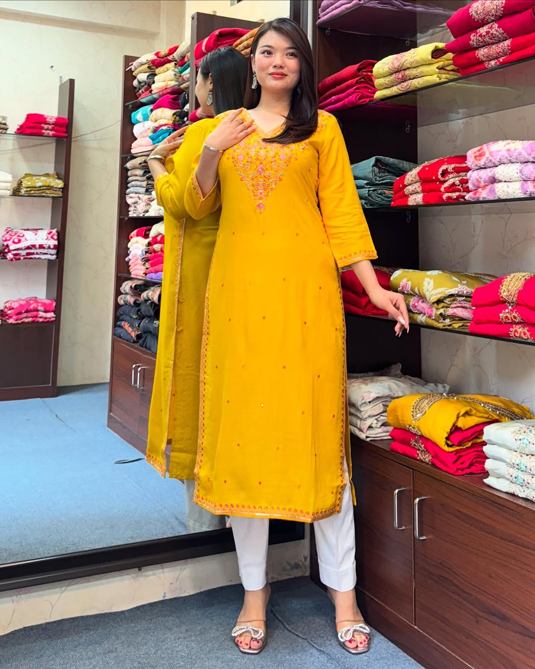 Most Beautiful Pure Banana Silk Embroidery Kurta Set