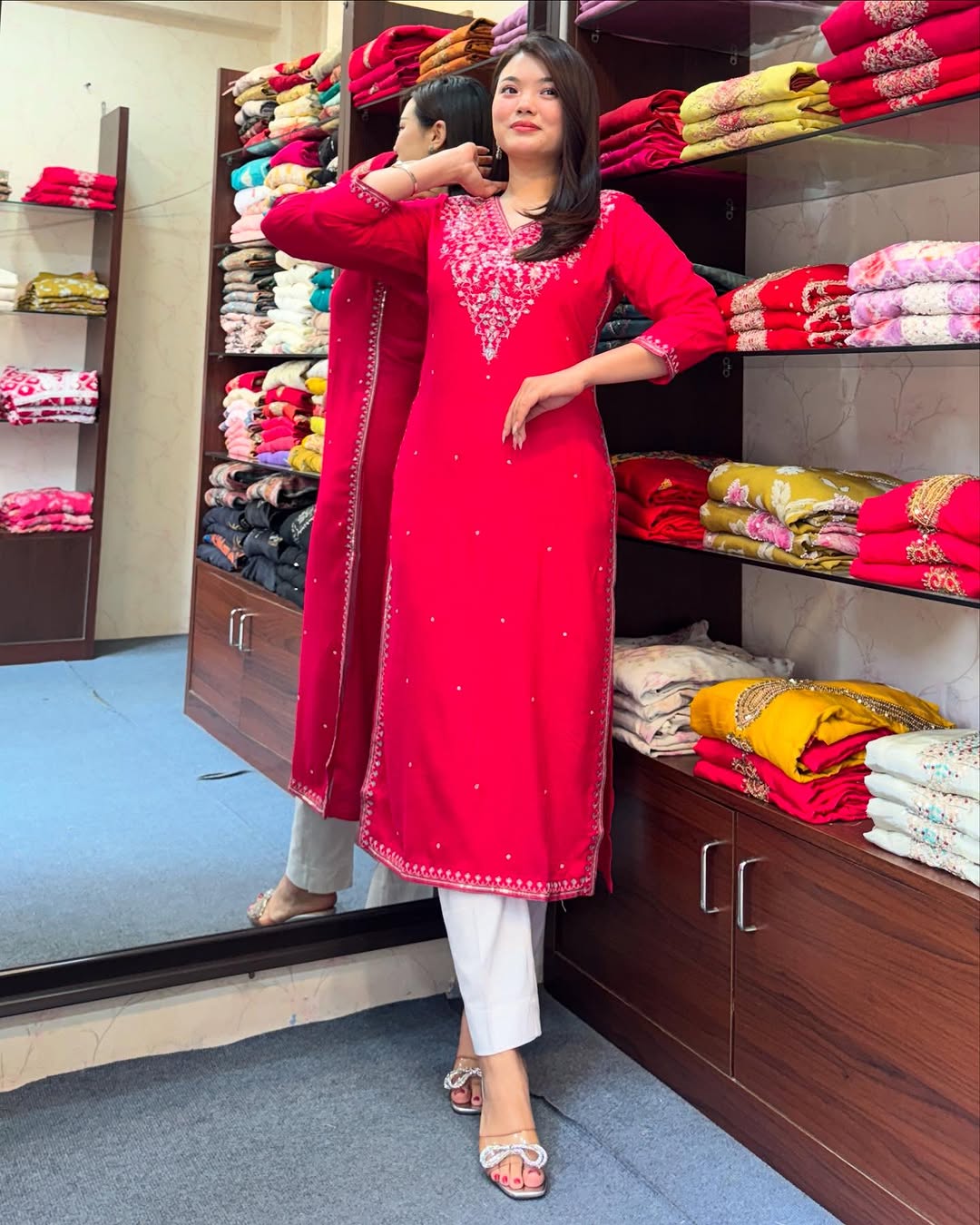 Most Beautiful Pure Banana Silk Embroidery Kurta Set
