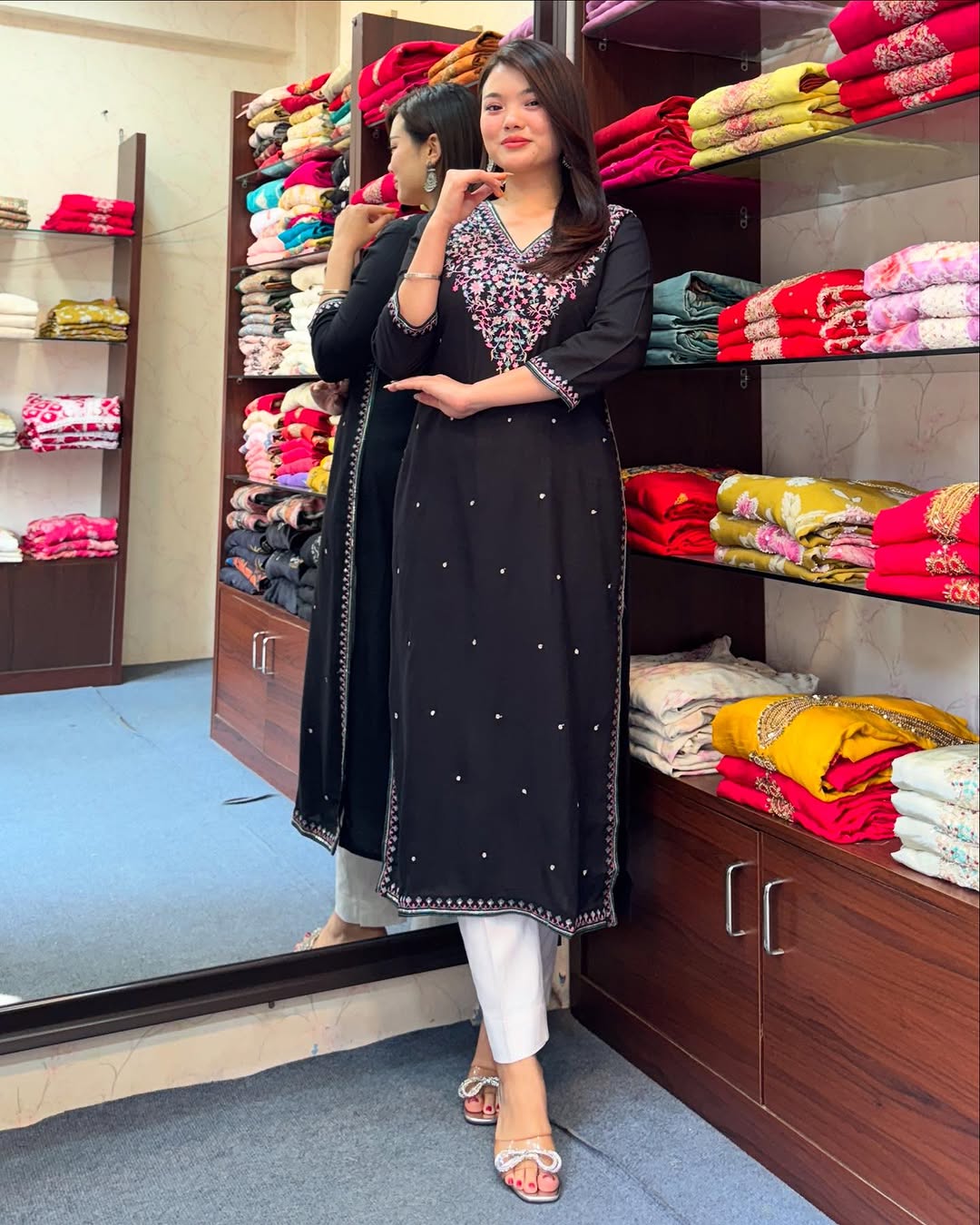 Most Beautiful Pure Banana Silk Embroidery Kurta Set