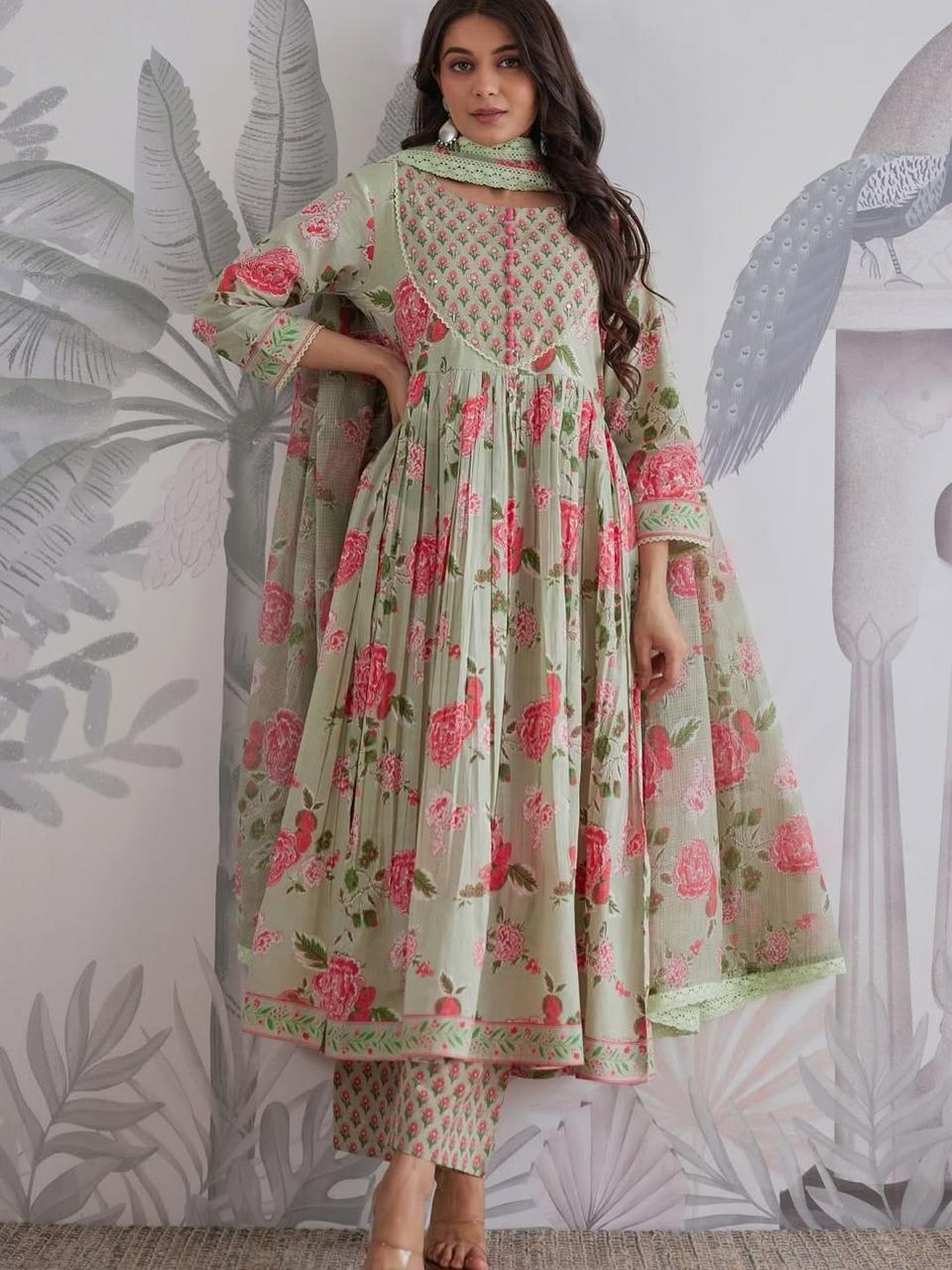 Very Attractive Mul Cotton Anarkali Suit Set