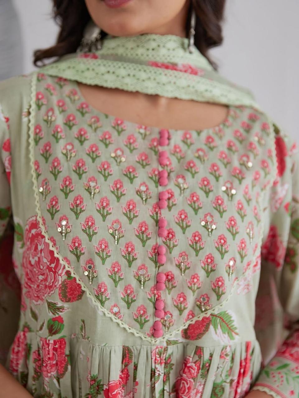 Very Attractive Mul Cotton Anarkali Suit Set