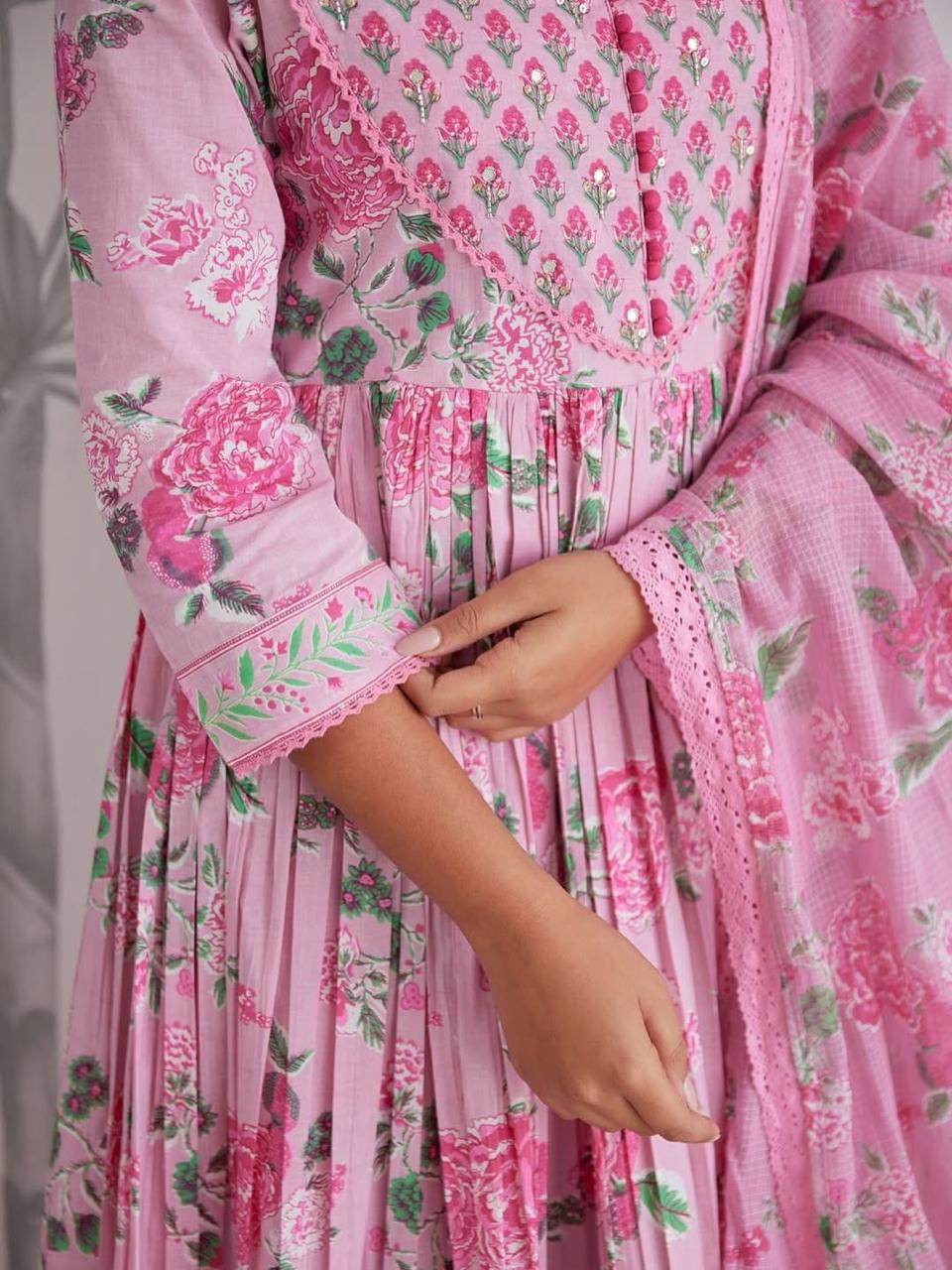 Very Attractive Mul Cotton Anarkali Suit Set