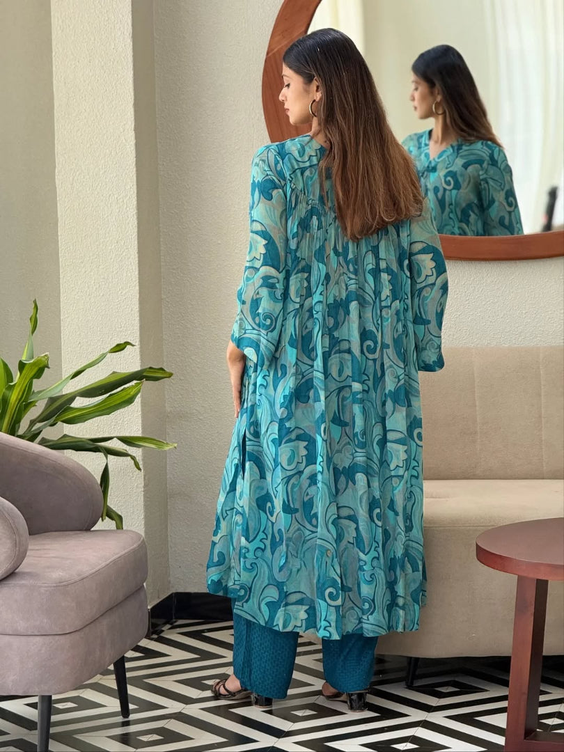 Very Beautiful Pure Chiffon Floral Print Kurta Set