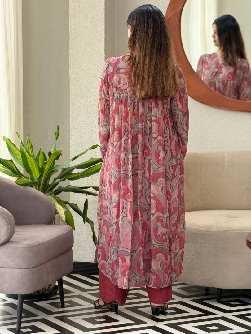 Very Beautiful Pure Chiffon Floral Print Kurta Set