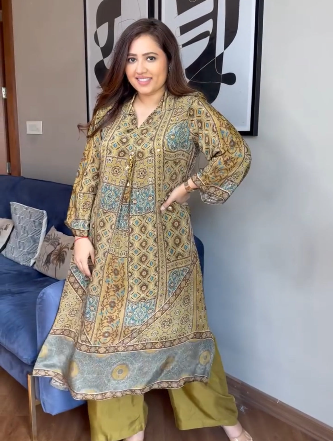 Avanika Royal Ajarakh Printed Kurta Set