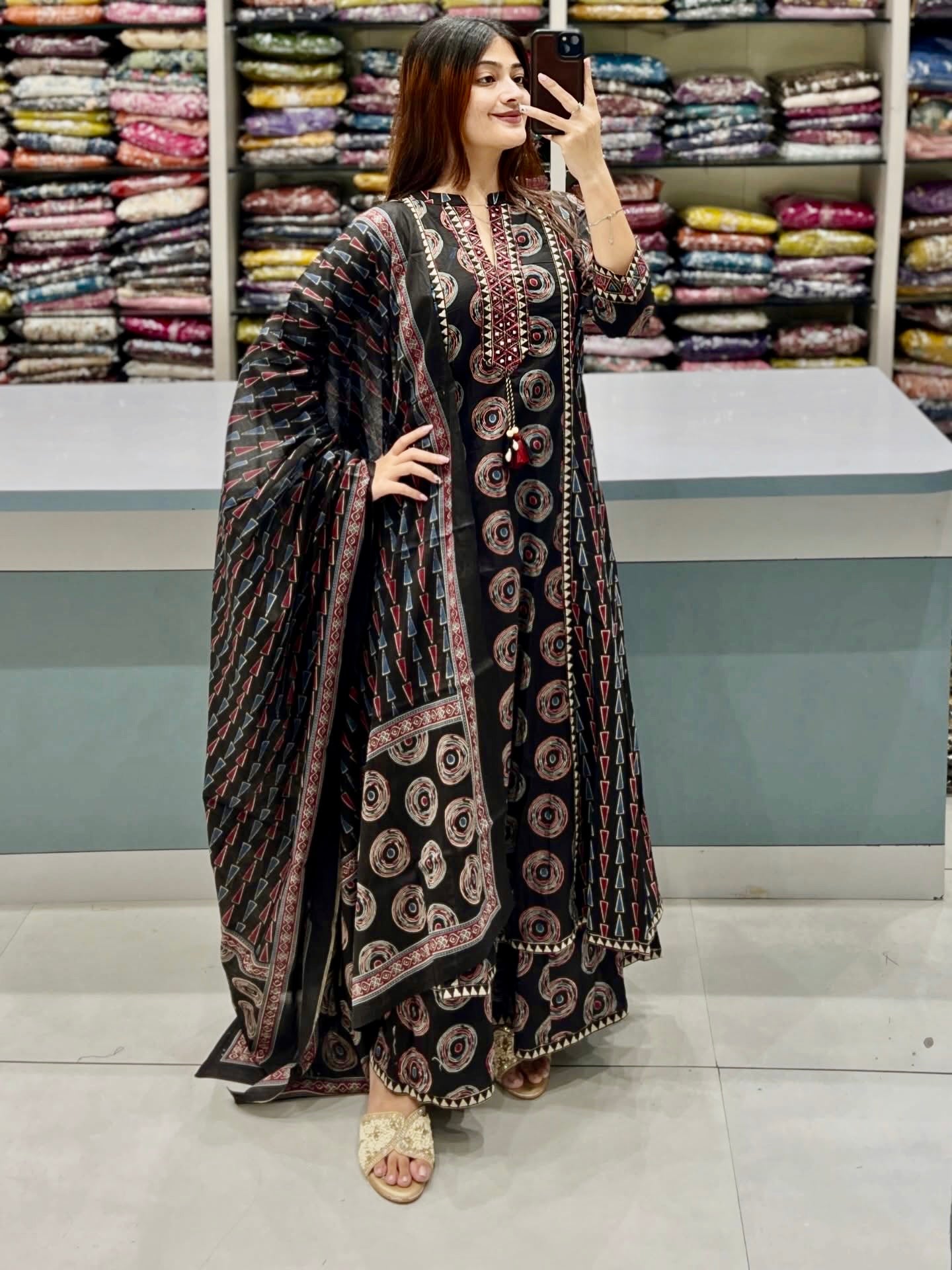 Sindoora Royal Pure Cotton Printed Suit Set