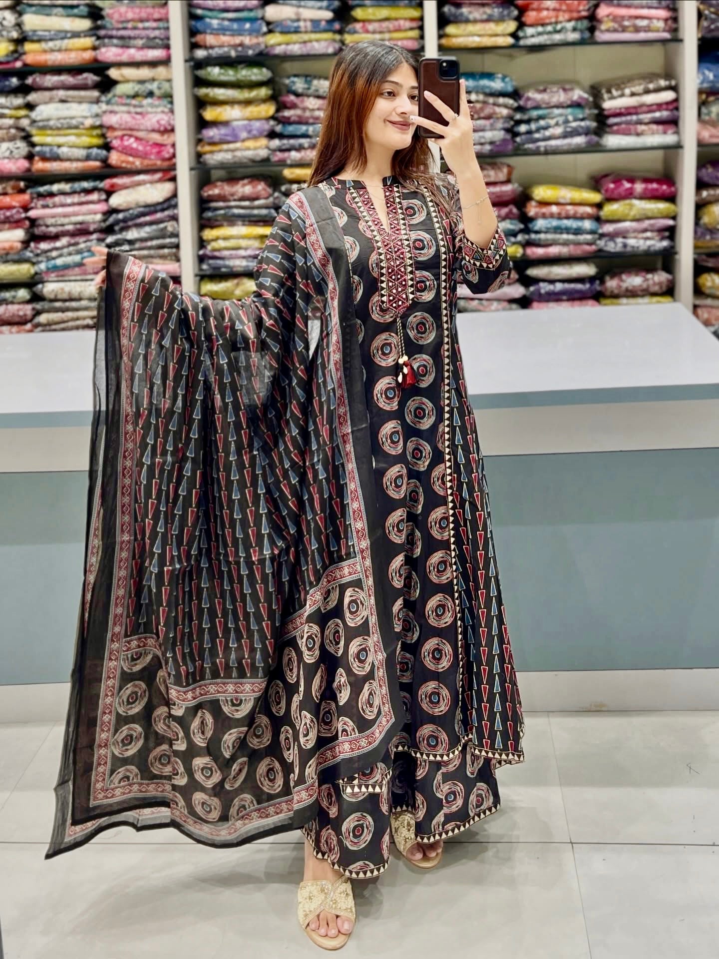 Sindoora Royal Pure Cotton Printed Suit Set