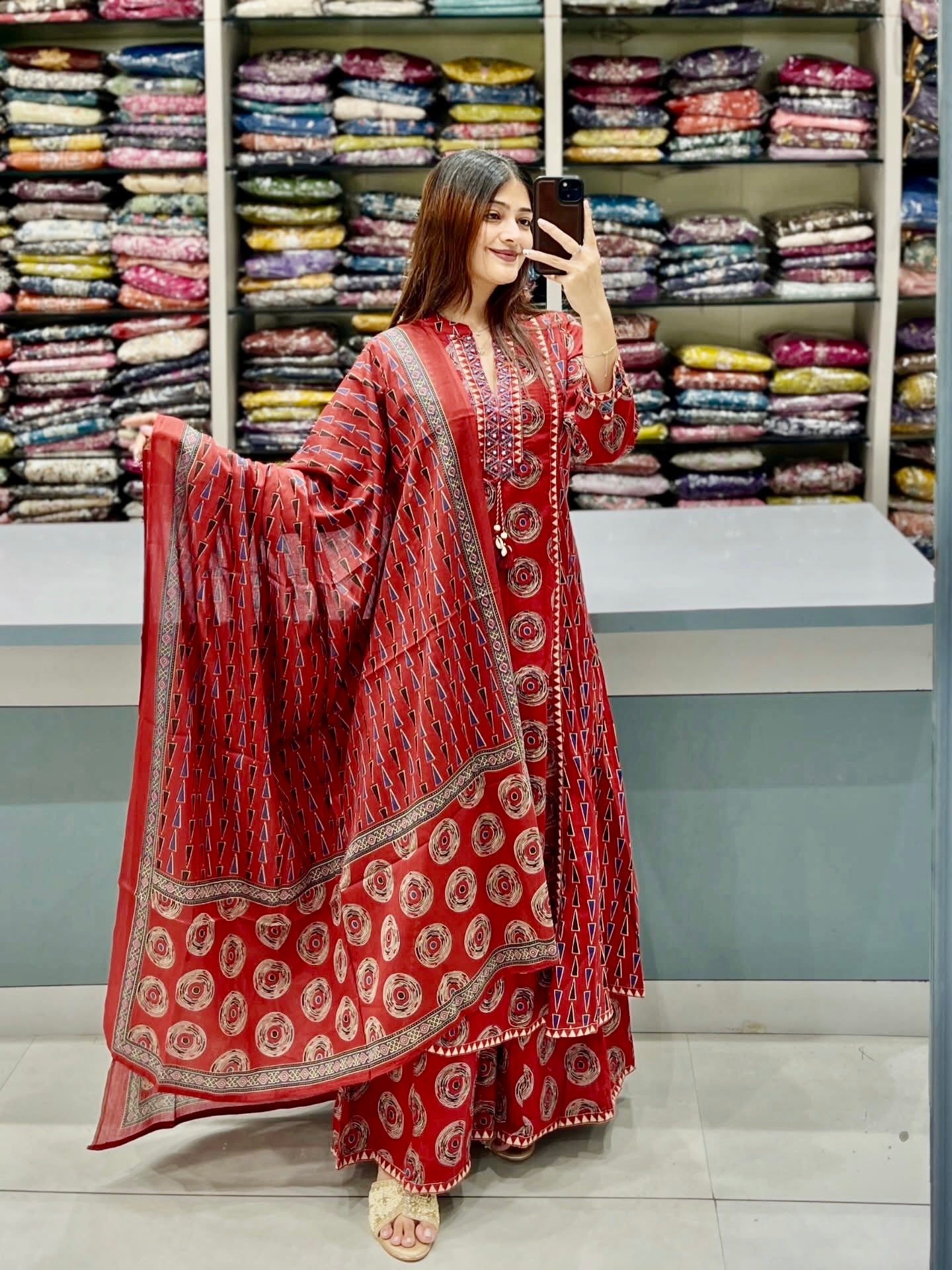 Sindoora Royal Pure Cotton Printed Suit Set