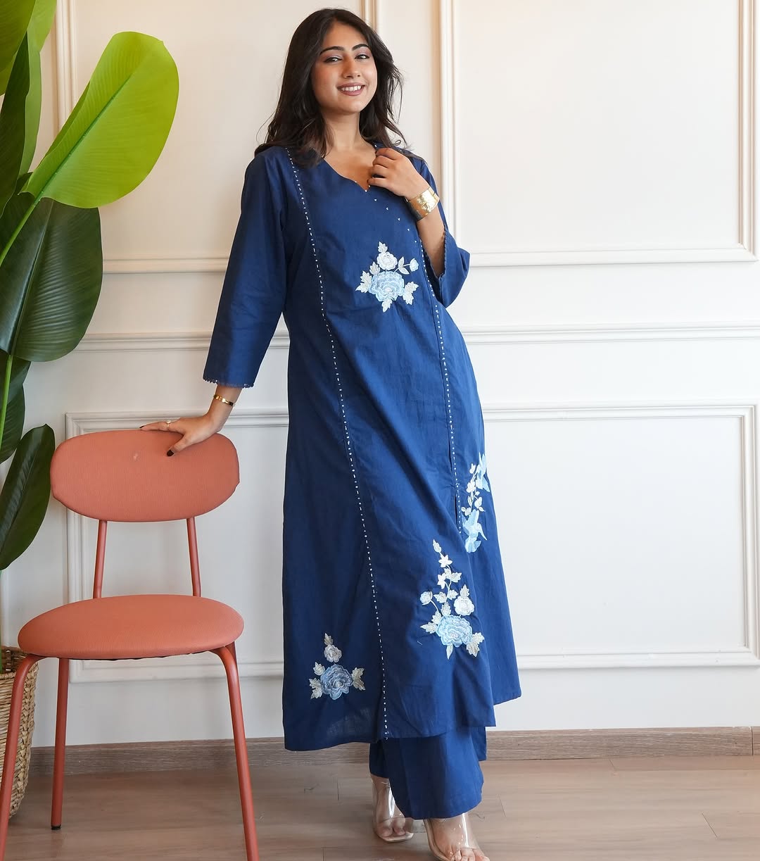 Graceful Pure Cotton Flex Emboridery Kurta Set