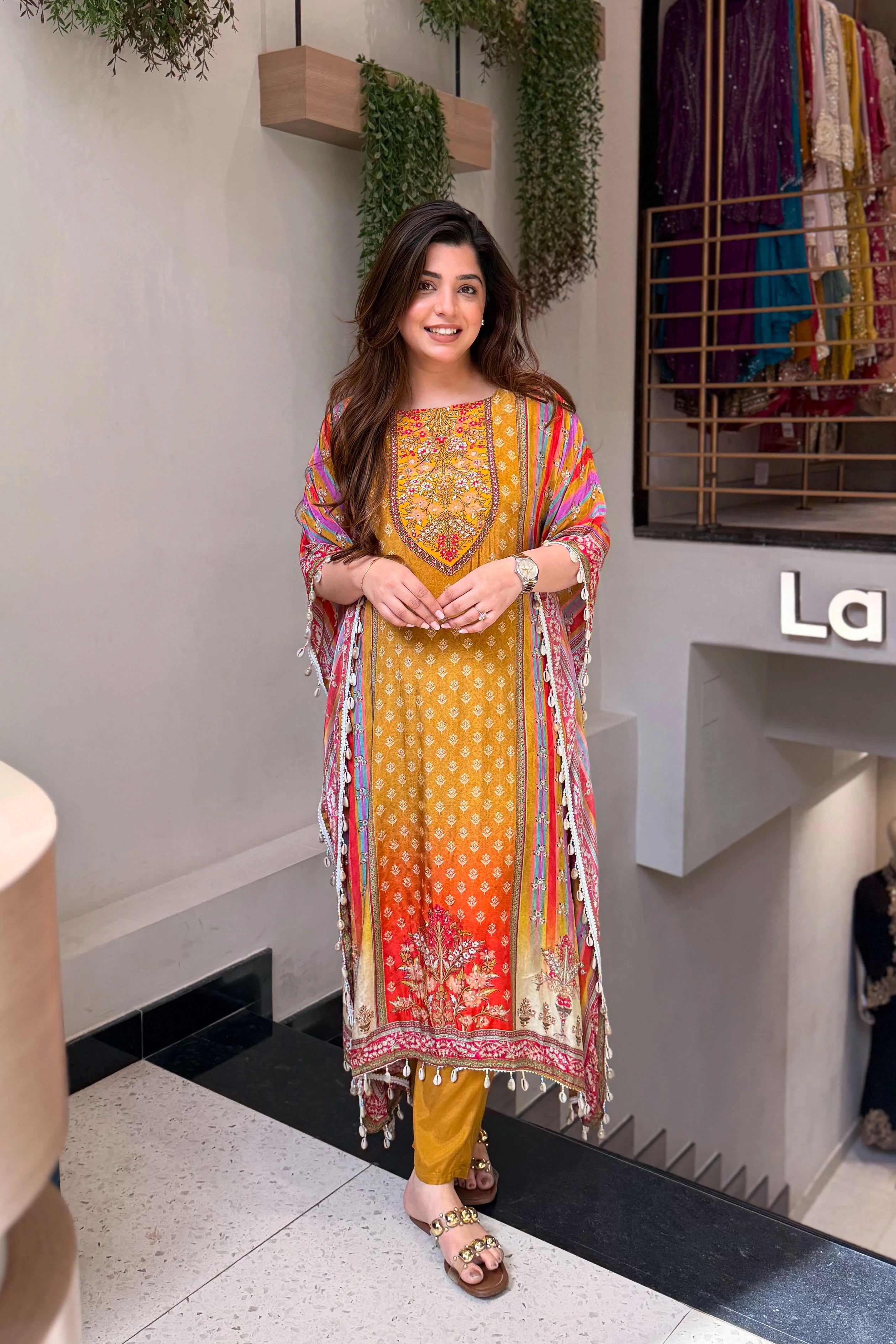 Vihana Royal Embroidered Kaftan Suit Set